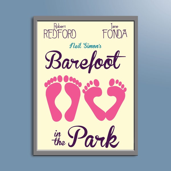 Barefoot in the park poster print, neil simon movie inspired wall art, vintage film home decor, classic comedy room accent, movie poster