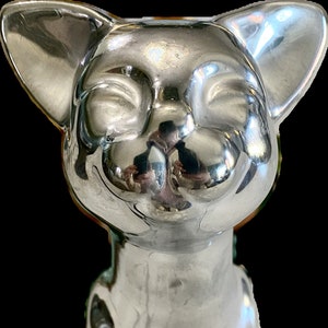 Tall Metal Silver Tone Cat Statute Hoselton Style 14” Cat Statue Vintage Cat Figurines