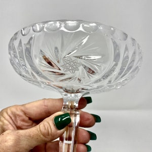 Vintage Crystal Pedestal Bowl Compote Footed Pedestal Serving Bowl Fruit Bowl