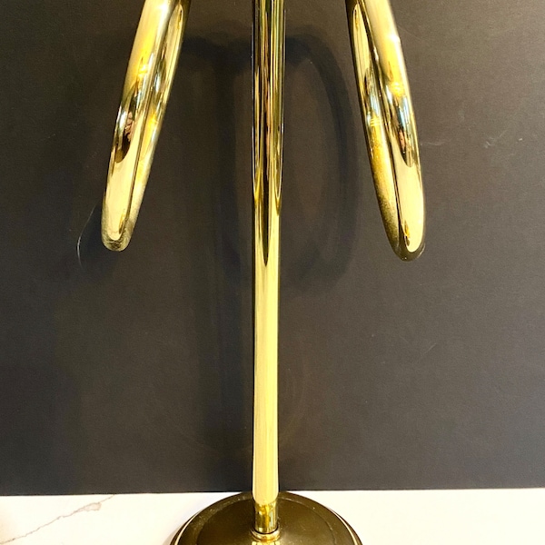 Vintage Gold Brass Hand Towel Holder 12” Tall Brass MCM Hollywood Regency Decor