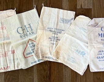 Vintage Cotton Sacks from C&H Sugar 1930s 10x13 Set of 5