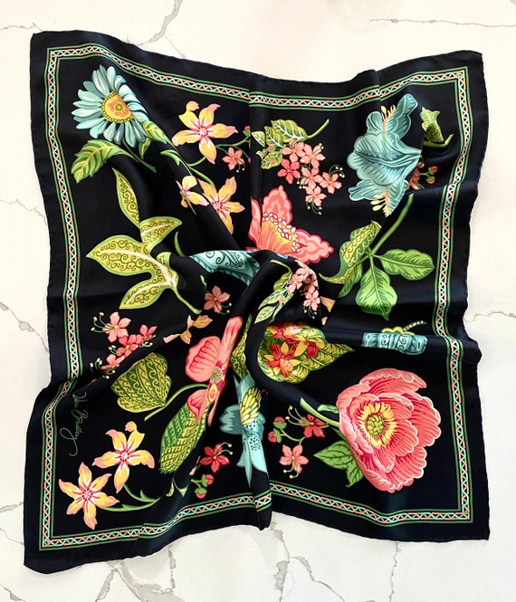 Vintage Vera Bradley Silk Scarf Shawl Floral Prin… - image 1