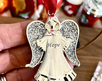 Crystal Angel with Red Heart with Pink Ribbon Personalized with Initials - Breast Cancer Awareness SWAROVSKI ANGEL WITH GOLDEN HEART 5135868