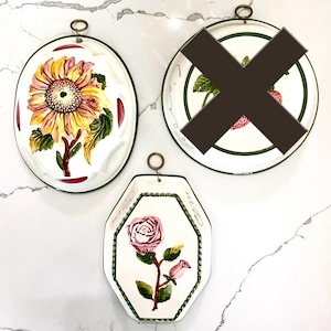 Italian Ceramic Jello Molds Wall Decor Hand Painted Molds Sunflowers and Roses Choices