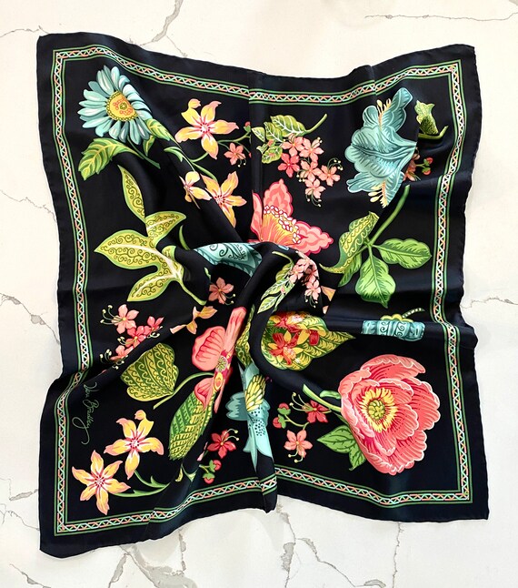 Vintage Vera Bradley Silk Scarf Shawl Floral Prin… - image 4