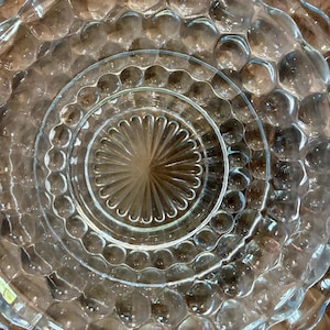 Vintage ANCHOR HOCKING Blue Depression Blue Bubble Glass Salad and Dinner Plates