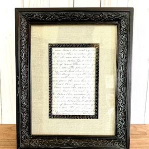 Vintage Deep Brown Wooden 4” x 6” Photo Frame Carved Scrolling Design with Linen Matte Picture Frame
