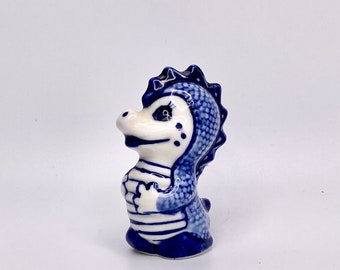 Porcelain "Dragon" Figurine produced in 1995 by the Gzhel Porcelain Factory in Russia. The Mini Statue is a Collector’s Item