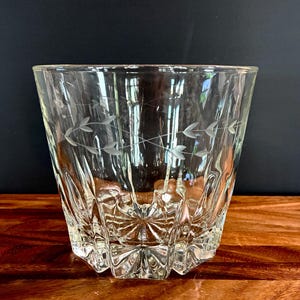 Vintage 1980s Princess House Heritage Pattern Etched Crystal Ice Bucket