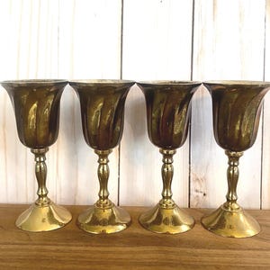 Vintage Brass Cordial Goblets - Set of 4 - Made in India