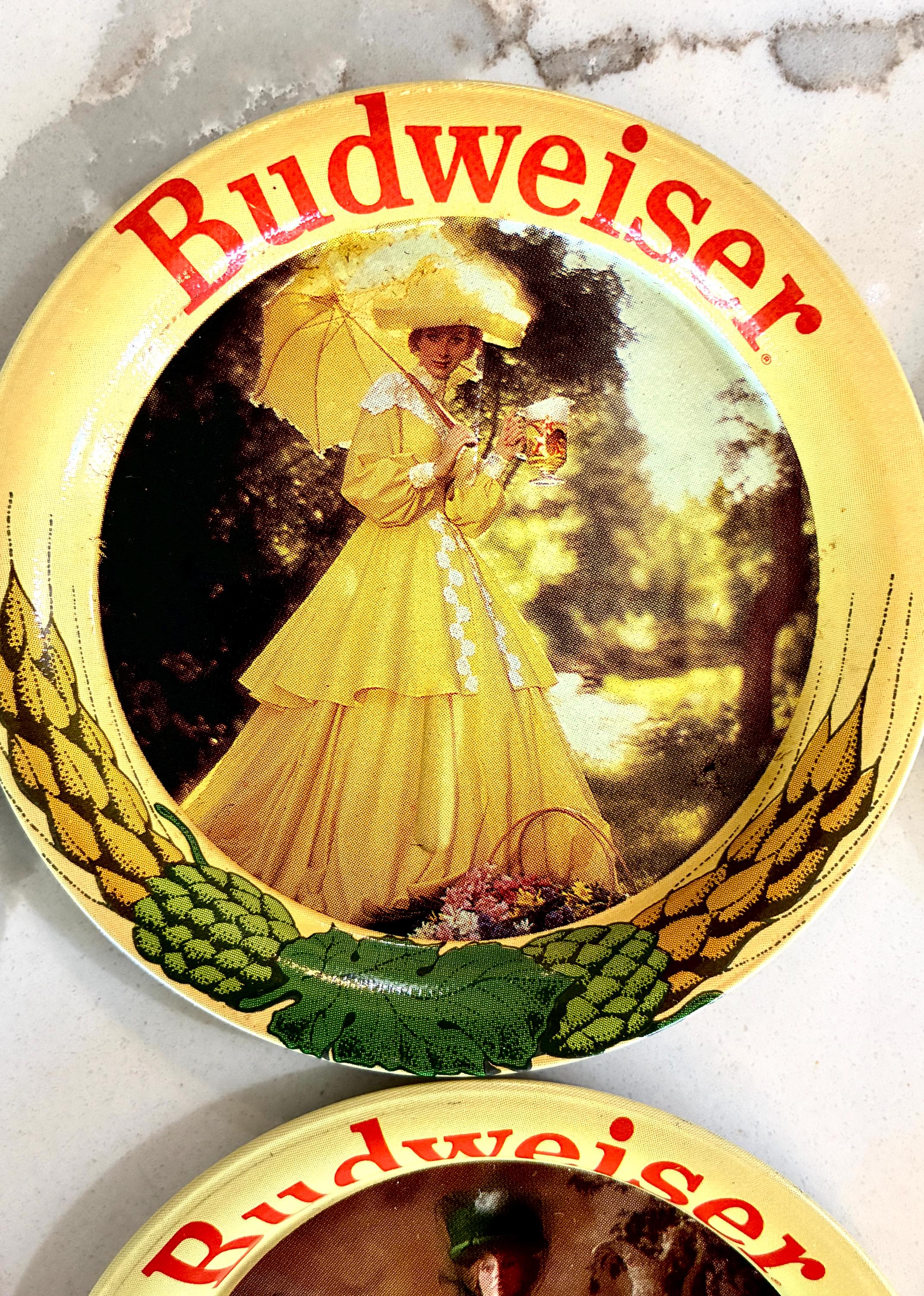 Vintage Budweiser Beer Anheuser Busch Assorted Metal Coasters 3.5