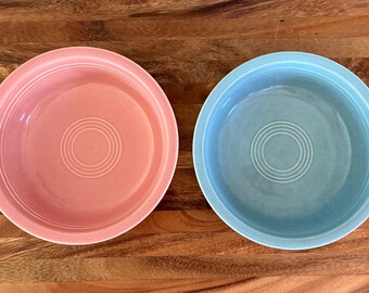 Bol à céréales vintage Homer Laughlin Fiestaware de 18 cm (7 pouces) de diamètre, rose poudré et bleu pervenche