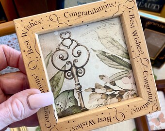 Square Wooden Photo Frame: (3.5x3.5) "Congratulations"