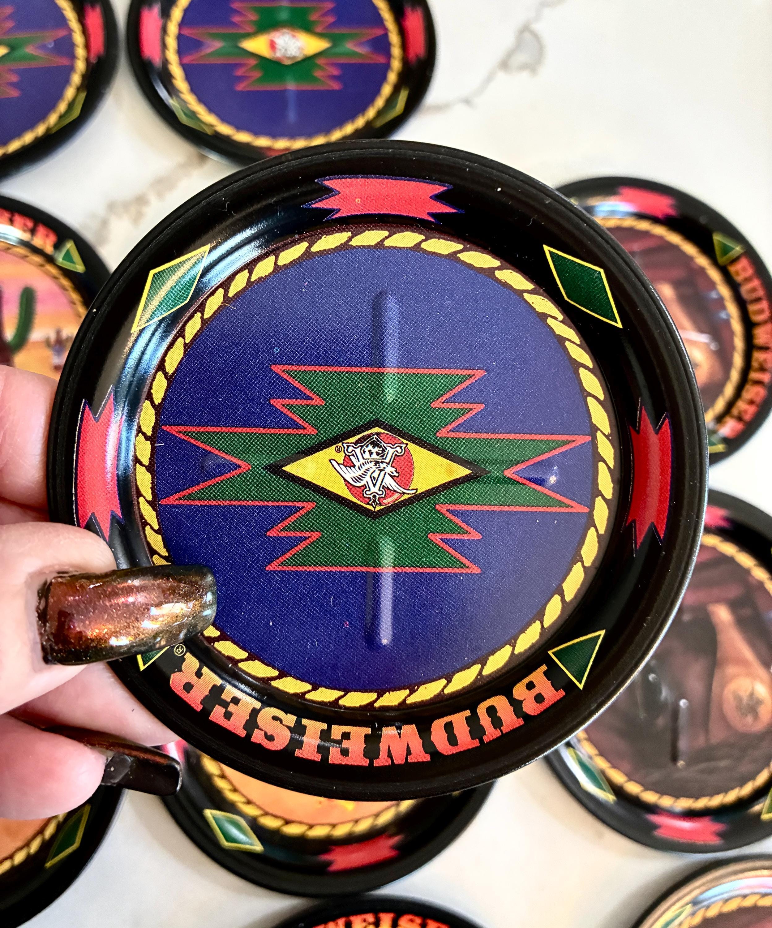 1997 Budweiser Beer Anheuser Busch Western Series Metal Coasters