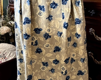 Vintage 90s Woolrich Floral Midi Skirt 100% Cotton with Pockets US Size 8