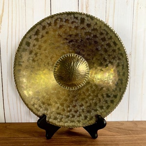 Vintage Solid Brass Hammered Bowl 8.5 in Round Decorative Centerpiece Brass Bowl Gold Decor