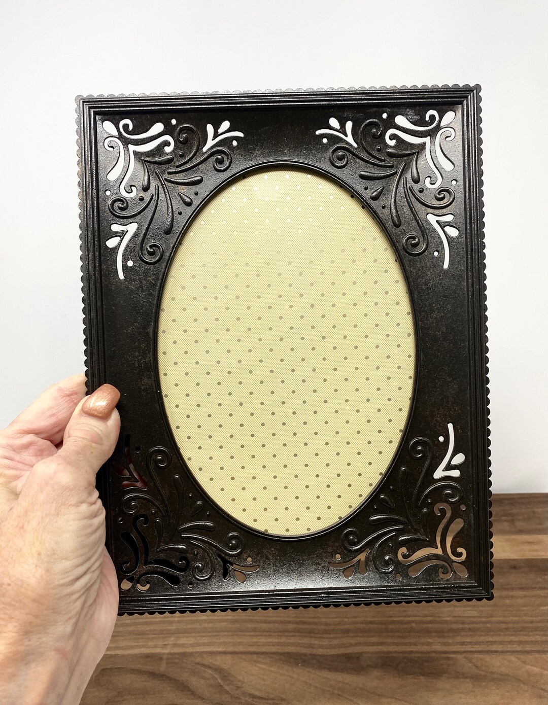 Brown Metal 5 X 7 Picture Frame Scroll Cutout Design Frame Home Office
