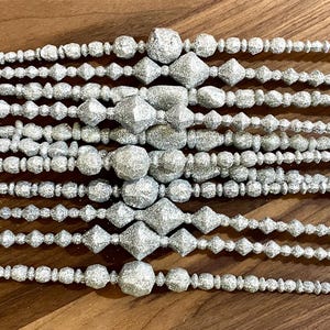 Vintage Icicle Ornaments Silver Glittered 12” Drop Icicle Christmas Tree Ornaments Set of 11