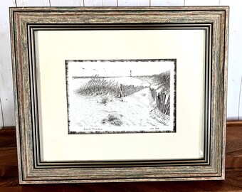 Limited Edition Framed Pen and Ink Print "Sand Fences" by Artist Jo Ko (Joseph Koch)
