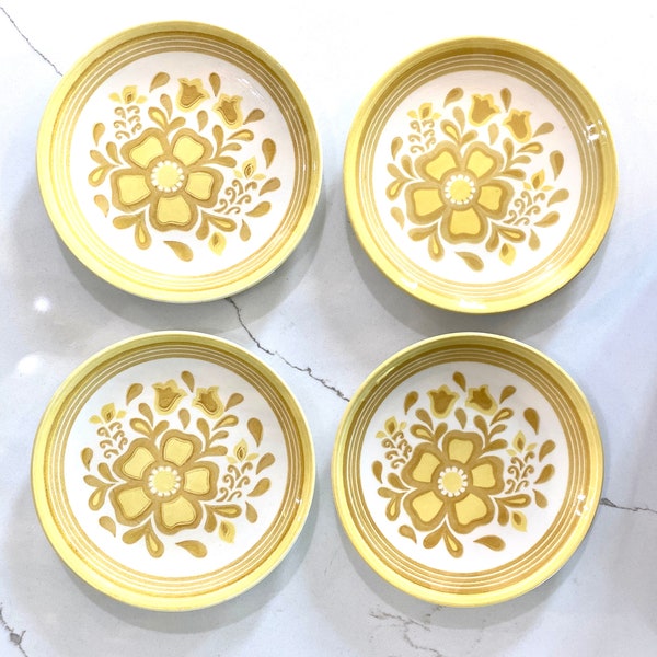 Royal China Cavalier Ironstone USA Damsel 6.5” Salad Dessert Bread Butter Plates 1960s MCM Decor Set of 4