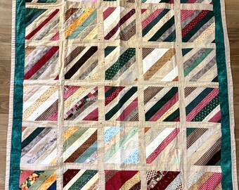 Couverture patchwork vintage faite à la main, 50x59