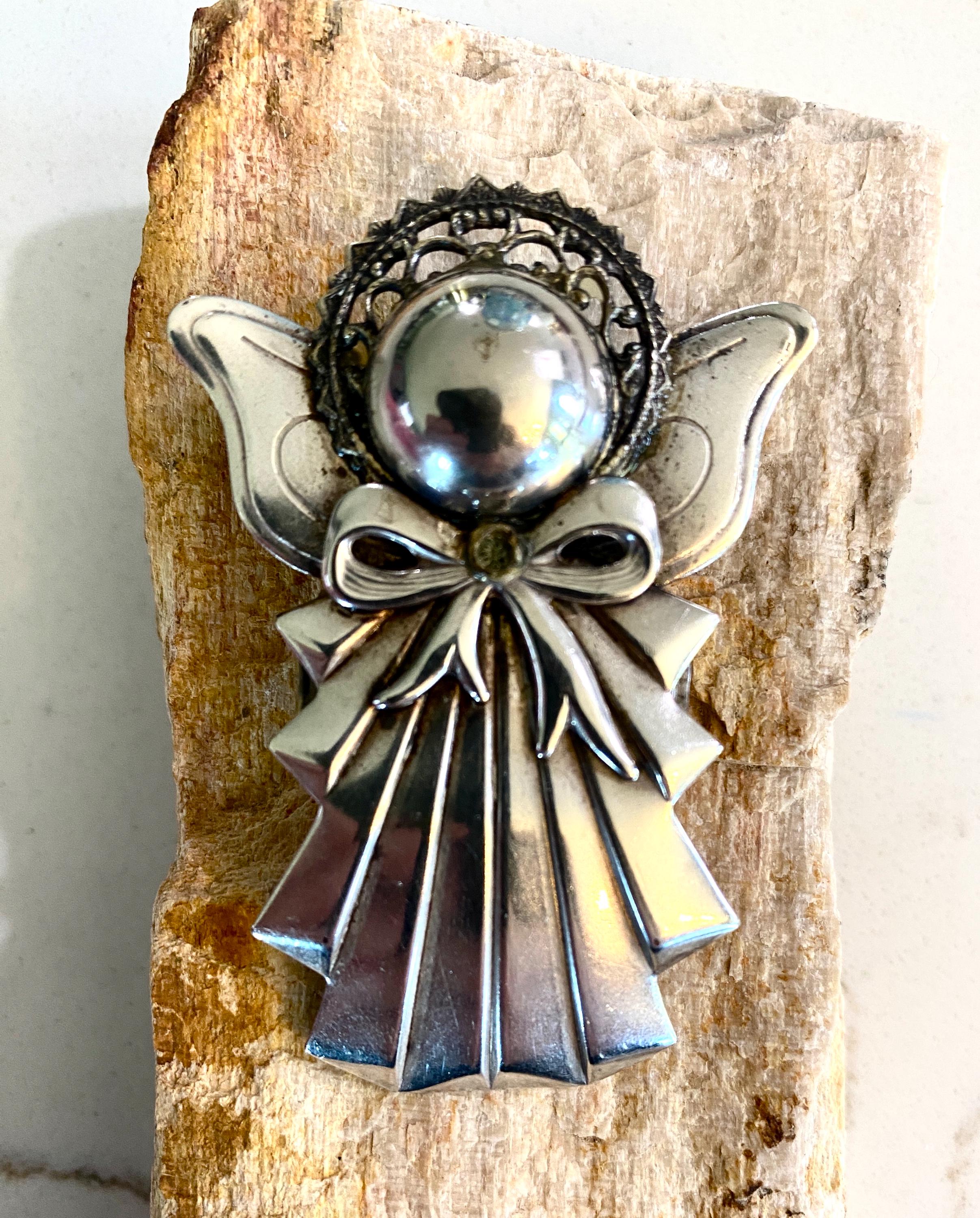 Trumpeting Messenger Angel Charm Antiqued Sterling Silver Trumpeting Messenger Angel Charm Antiqued Sterling Silver
