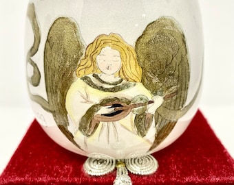 Portavelas votivo de té de cristal con forma de ángel vintage Li Bien