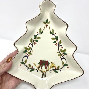 Vintage MIKASA Christmas Tree Candy Nut Dish Holiday Elegance Porcelain Gold Trim 8” NIB Christmas Decor