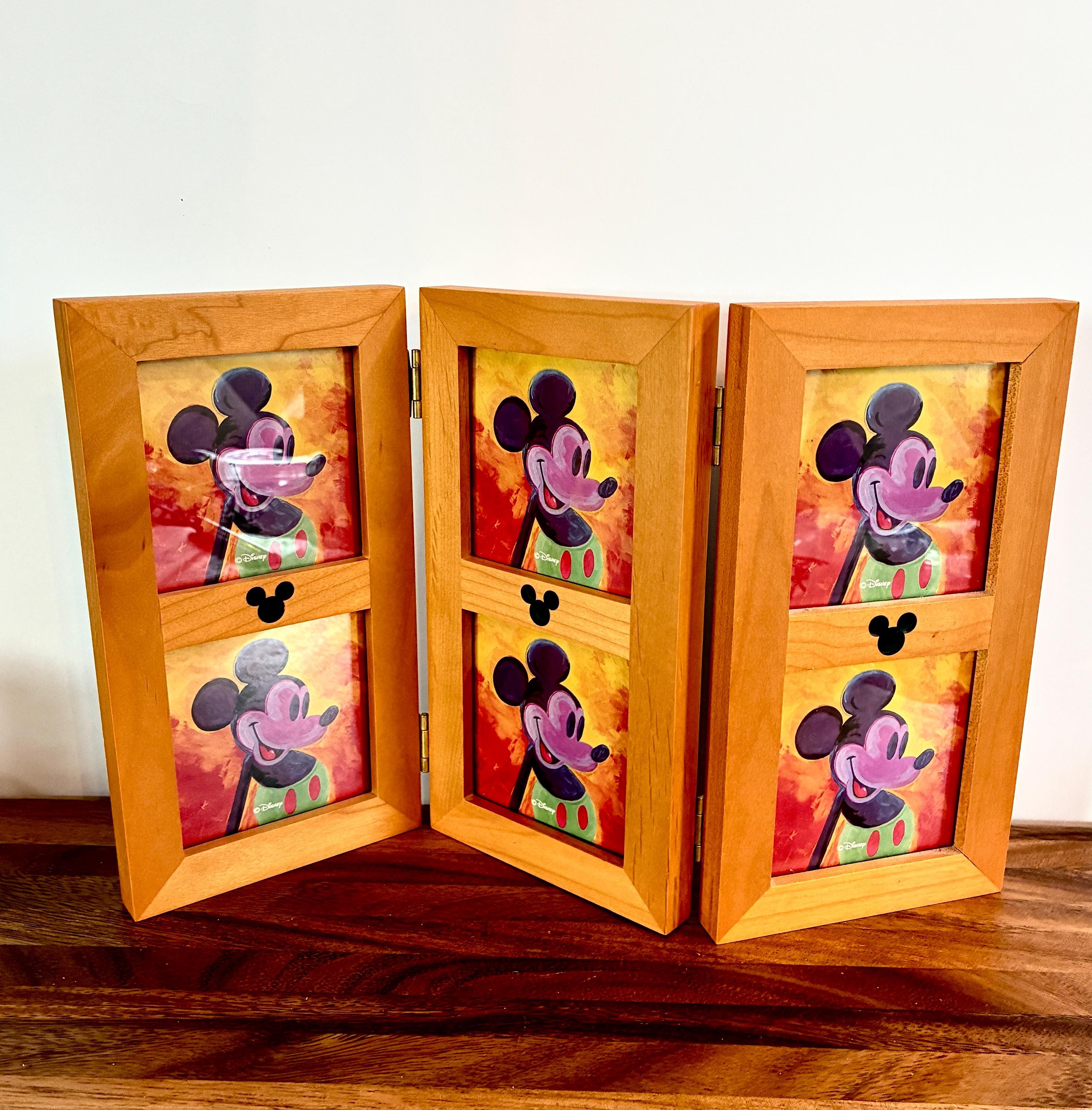 Disneyland Walt Disney World Mickey Mouse Amber Triple Screen Wood