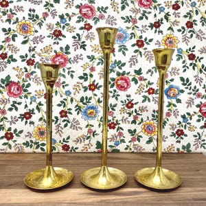 Vintage Brass Taper Candlestick Holders Brass Collecting Brass Decor Set of 3 Made in India