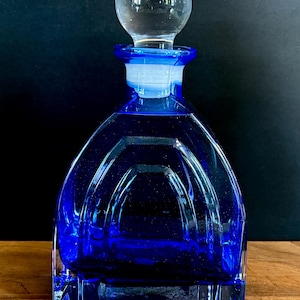 Vintage Kobalt Blau Art Deco Parfüm Flasche Karaffe