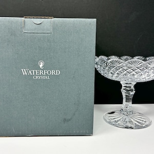 Waterford Crystal Emily Footed Compote Dish 6” Tall Wedding Gift NEW in Box