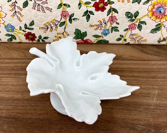 Antique Haviland France Limoges Footed Porcelain White Maple Leaf