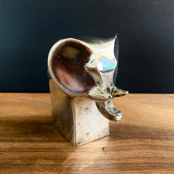 Dansk Silverplate Mini Elephant Paperweight Figurine VTG 70s by Gunnar Cyren Japan