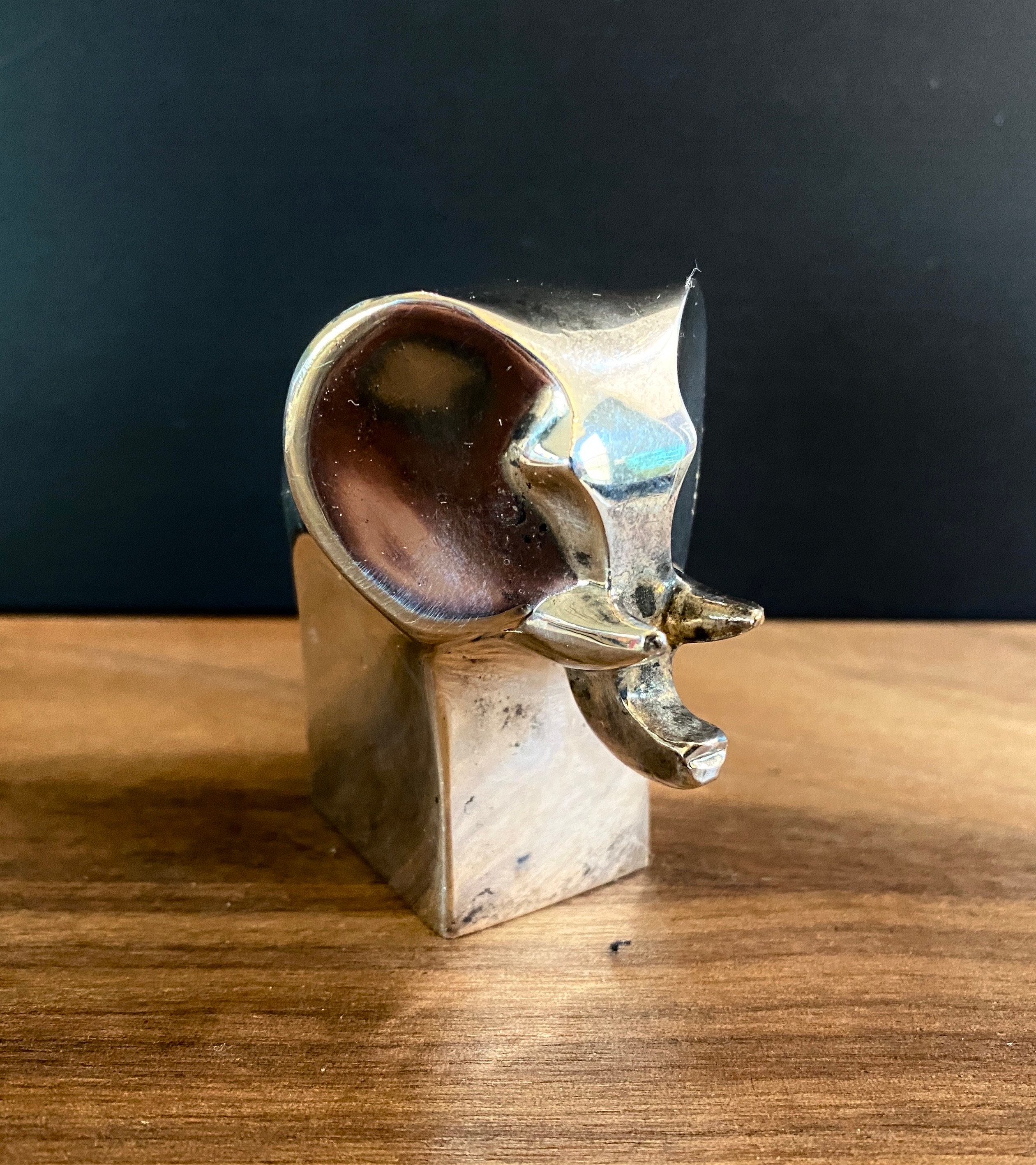 Dansk Silverplate Mini Elephant Paperweight Figurine VTG 70s
