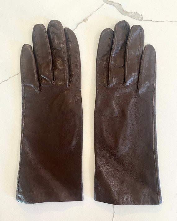 Vintage Genuine Lambskin Brown Gloves 100% Bemberg