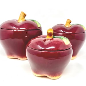 Charming Red Apple Canisters by ACK Trading Los Angeles Choice of 3 Sizes
