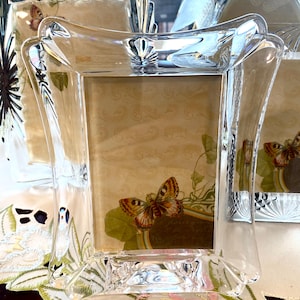 Vintage Cut Crystal 3.5” x 5” Picture Frame Lenox Wedding Promises Photo Frame Anniversary Wedding Gift Photo Frame