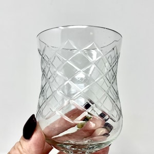 Vintage Glass Peg Votive Tealight Holder Clear Etched Glass Mesh Cut 4.25&quot; Peg Glass Votive