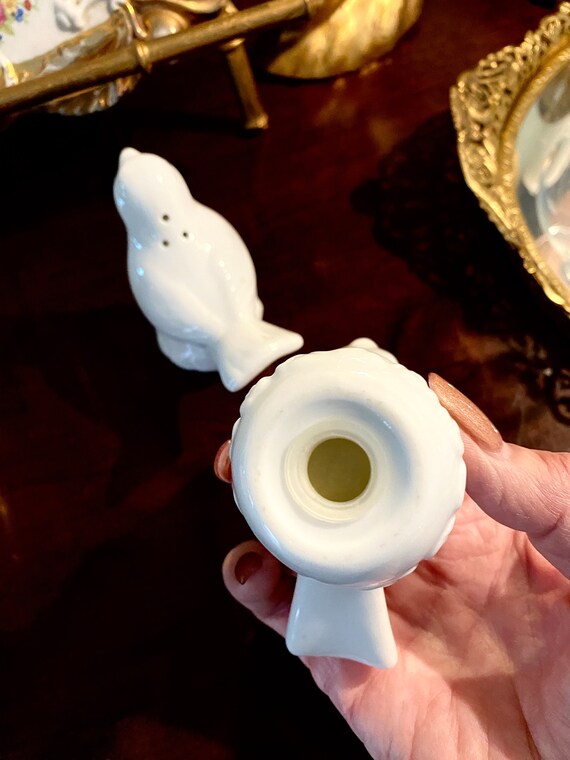 Set 2 Pièces Sel Et Poivre Oiseaux En Céramique Blanche - Salière Poivrière Cadeau élégante, Centre De Table