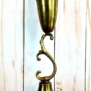 Vintage Solid Brass 7.75” Tall Candlestick Holder Scrolled Design for Taper Candles