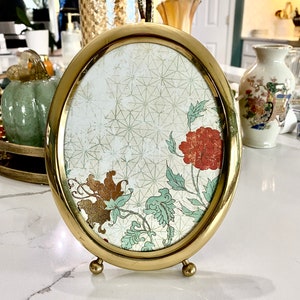 Vintage Solid Brass Oval 5” x 7” Footed Photo Frame NEW by Macy’s