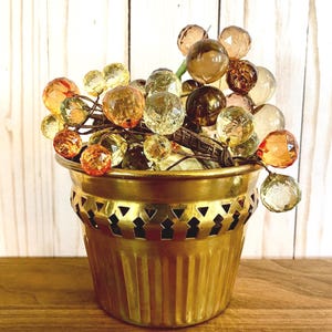 Brass Indoor Planter Brass Flower Pot with Diamond Cutouts Brass Vase 3.5” Tall Made in India MCM Brass Decor