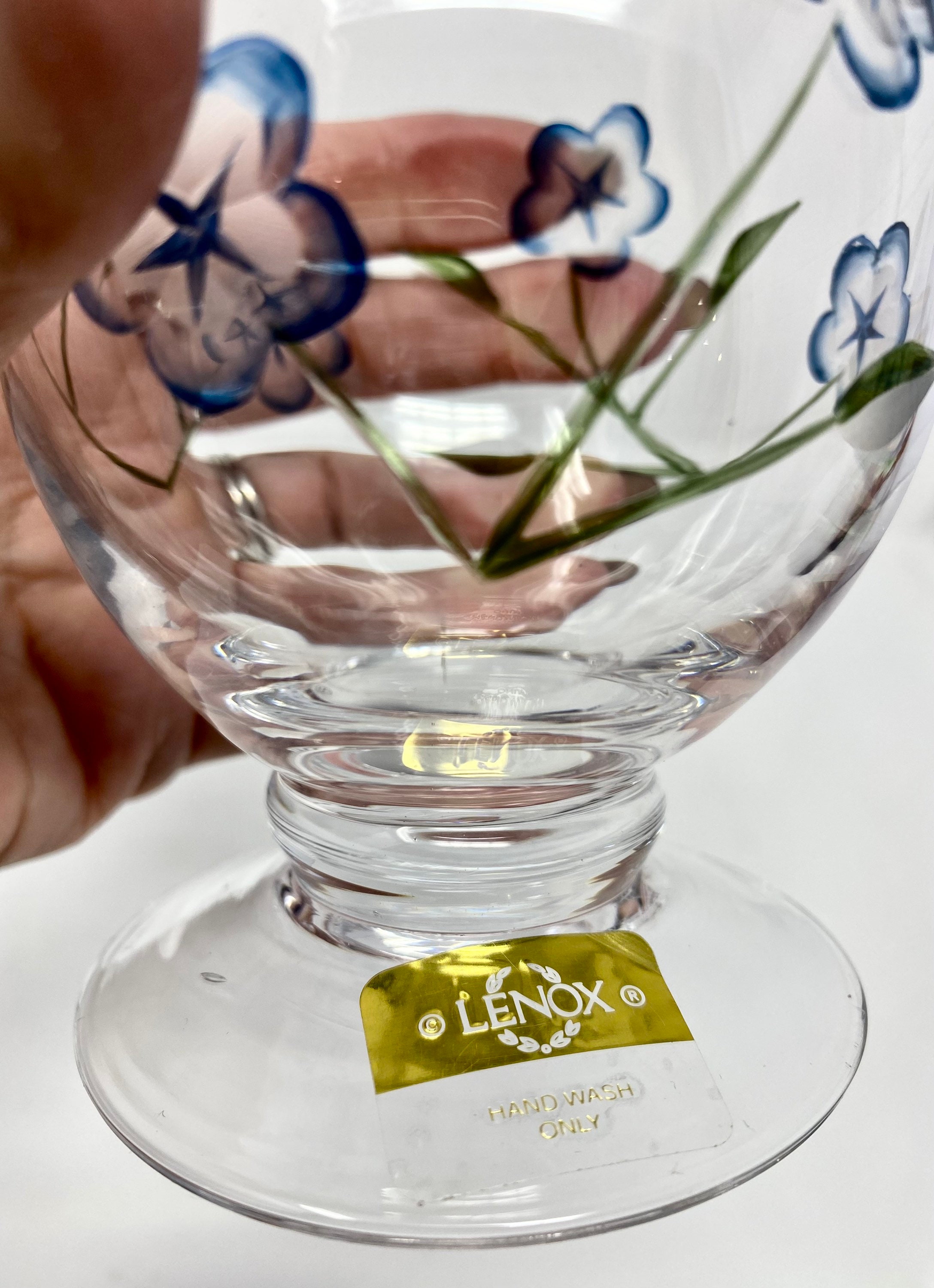 Vintage LENOX Glass Vase: Etched Blue Pansy Floral Design - Etsy