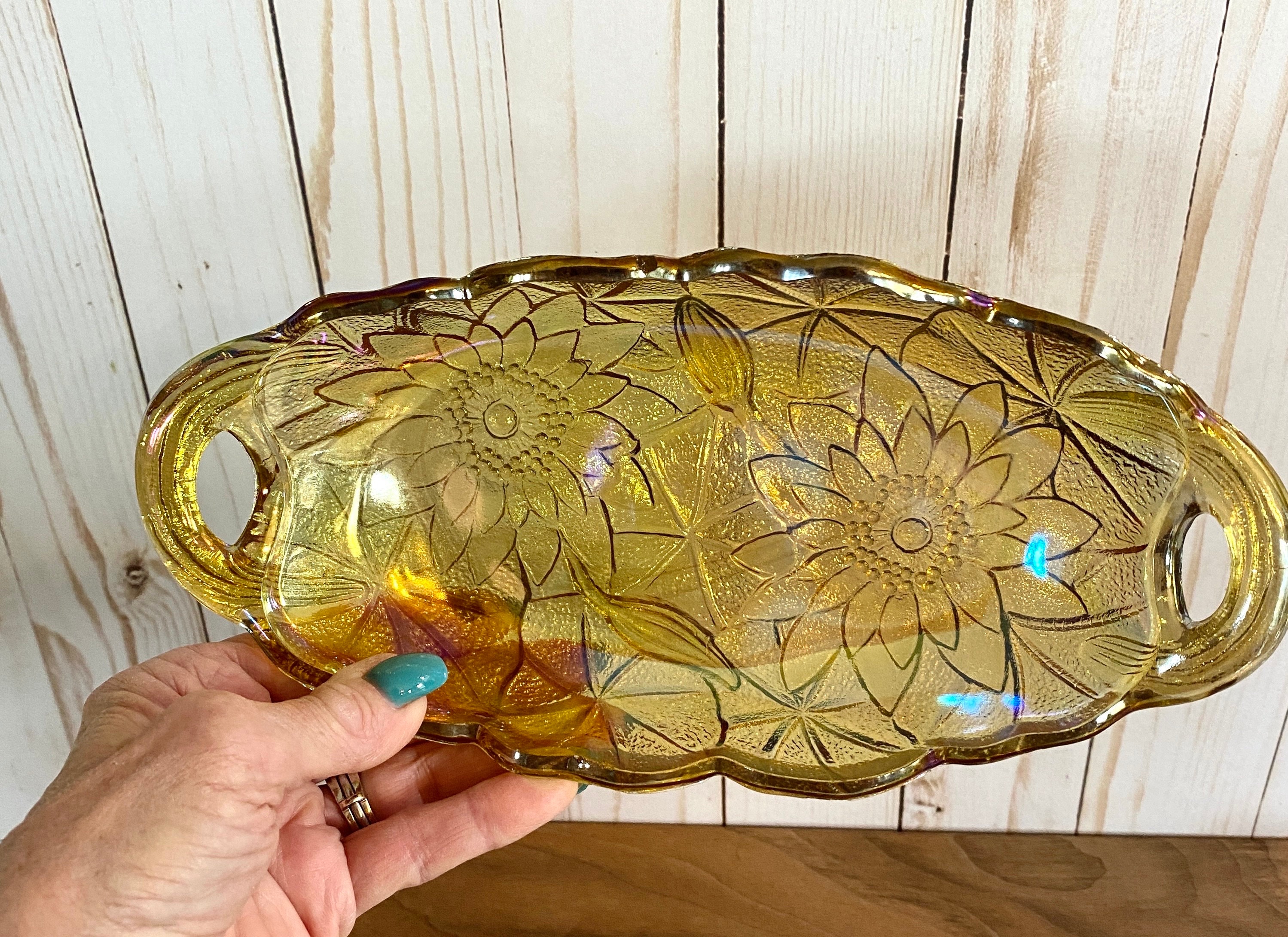 インディアナ グラス 社 ティエラ シャンティリー ウランガラス皿