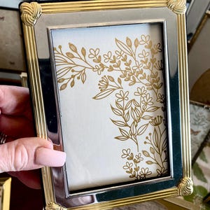 Vintage Art Deco Silver Plated Photo Frame with Brass Corner and Trim Details 3.5” x 5” Picture Frame Art Deco Decor