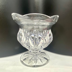 Vintage Lead Crystal Footed Bowl 5.5” Czech Republic Compote Pedestal Serving Bowl Fruit Bowl Candy Dish Royal Limited