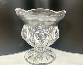 ボヘミアクリスタル台座ボウル | チェコカットガラスコンポート皿 | 鉛