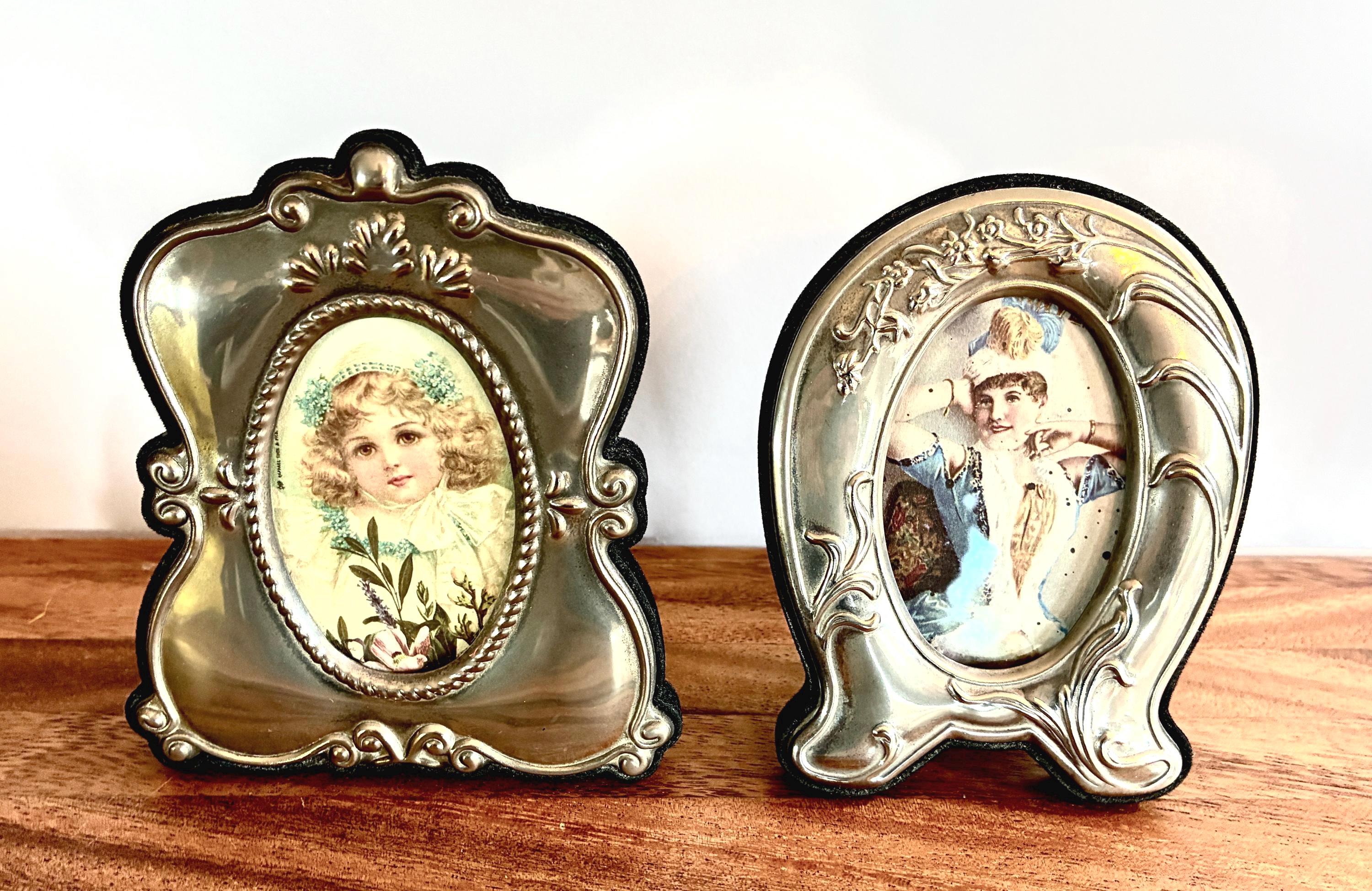 Vintage Silver Plated Mini Photo Frames: Ornate Tabletop Decor