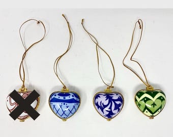 Heart Shaped Porcelain Ornaments Pink True Friends / Blue Peace / Purple Love / Green Abiding Faith Friendship Christmas Ornaments